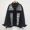 Wild Leopard Denim Jacket Top – Stylish Cowgirl Fashion with Leopard Print and Sequins