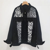 Wild Leopard Denim Jacket Top – Stylish Cowgirl Fashion with Leopard Print and Sequins