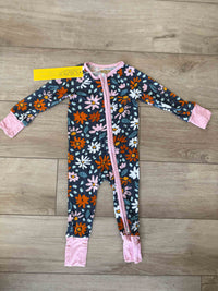 Navy wildflower bamboo zippy
