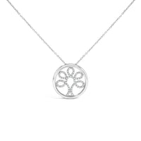 .925 Sterling Silver 1/10 Cttw Diamond Tree of Life Pendant Necklace (I-J Color, I3 Clarity)