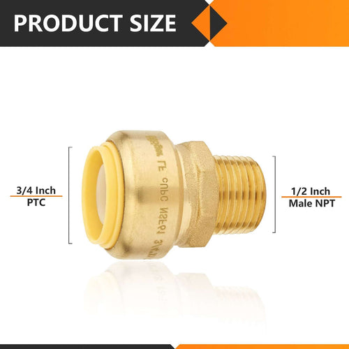 3/4" x 1/2" M Push Fit Male Adapter