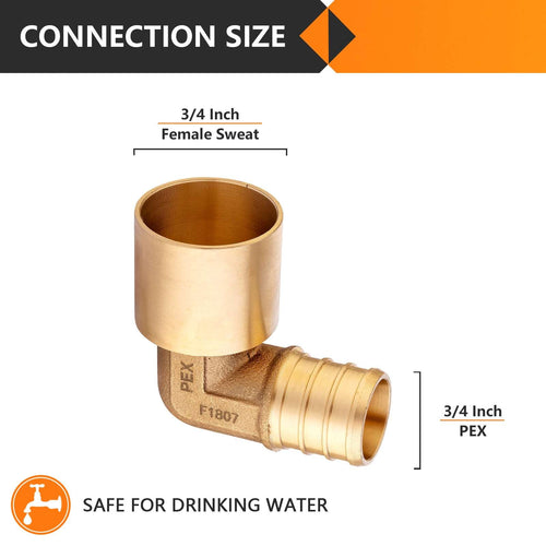 PEX-B Crimp 3/4" PEX x 3/4" Female Copper Sweat Elbow (Lead Free) Plumbingsell