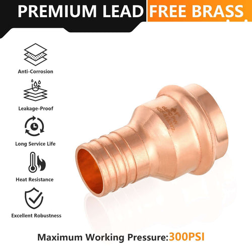 30 Pcs 1" Press Copper x 1" PEX Crimp Adapter (Lead Free)
