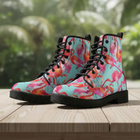 Flamingo Flock Leather Boots