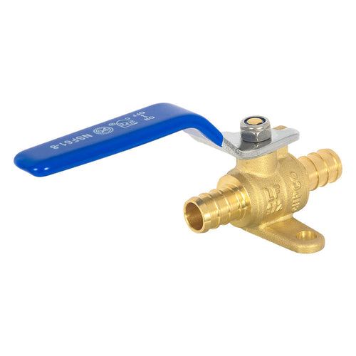 10 Pcs 1/2" PEX Crimp Drop Ear Ball Valve, Blue (Lead Free)