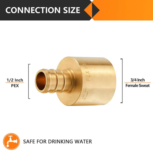 PEX-B Crimp 1/2" PEX x 3/4" Female Copper Sweat Adapter (Lead Free) Plumbingsell