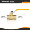 1/2" FNPT Ball Valve, Yellow (Lead Free)