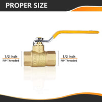 1/2" FNPT Ball Valve, Yellow (Lead Free)