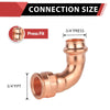 3/4" Copper Press Female Elbow (Lead Free)