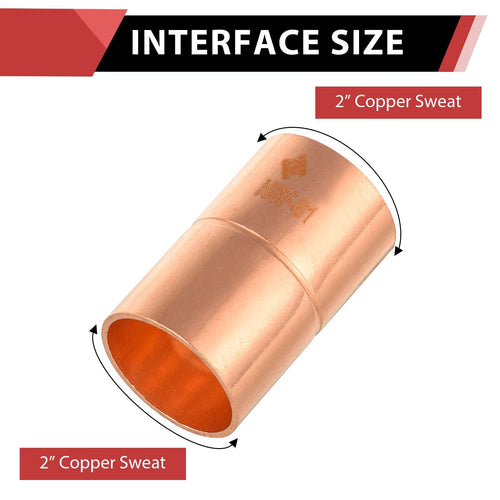10 Pcs 2" Copper Coupling With Rolled Stop at Wholesale Price