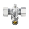 5/8" OD Compr. x 5/8" OD Compr. x 3/8" OD Compr. Tee Stop Valve, 1/4 Turn (Lead Free)
