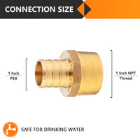 30 Pcs PEX-B Crimp 1" PEX x 1" NPT Male Threaded Adapter (Lead Free)