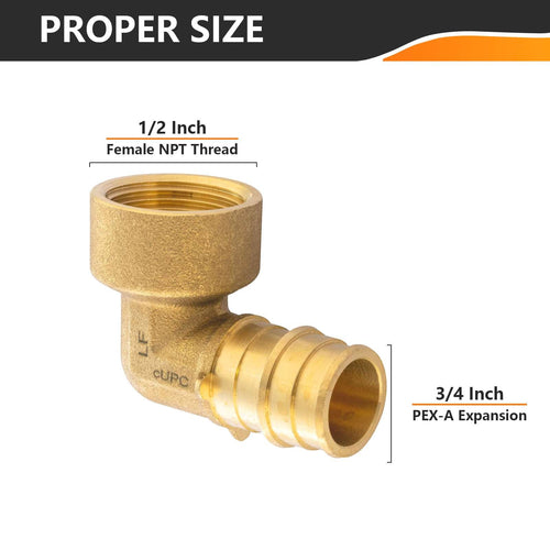30 Pcs PEX A Expansion 3/4" PEX x 1/2" Female Elbow Wholesale