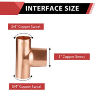 30 Pcs 3/4" X 3/4" X 1" Copper Reducing Tee at Wholesale Price