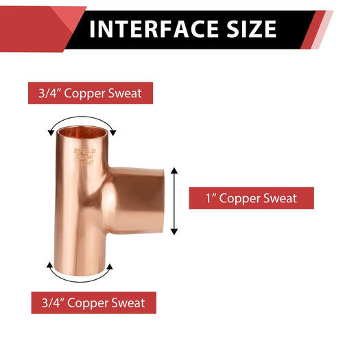 30 Pcs 3/4" X 3/4" X 1" Copper Reducing Tee at Wholesale Price