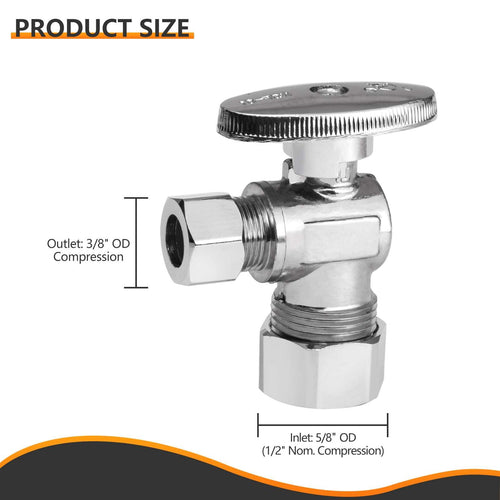 10 Pcs 1/2" Nominal (5/8" OD) Compr. x 3/8" OD Compr. Angle Stop Valve, 1/4 Turn (Lead Free) Plumbingsell