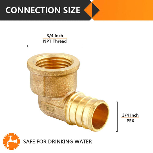PEX-B Crimp 3/4" PEX x 1/2" Female Threaded Elbow (Lead Free) Plumbingsell