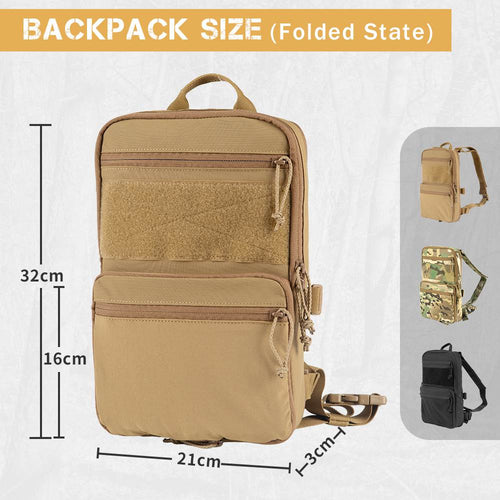 Votagoo D3 Flat Pack 2.0 Tactical Expandable Backpack Multi-purposed MOLLE Pack Camo