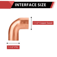 10 Pcs 1-1/2" FTG x Copper 90° Street Elbow at Wholesale Price