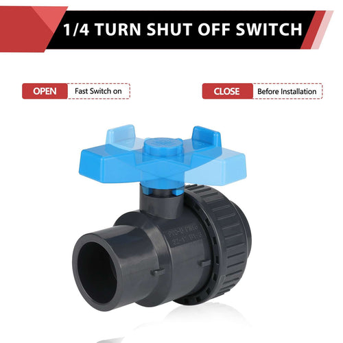 2-1/2" PVC Single Union Ball Valve SCH 40/80, Threaded