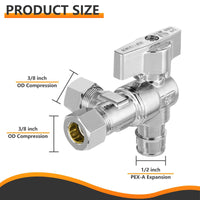 1/2" Pex-a Expansion (F1960) Inlet x 3/8" OD Compr. x 3/8" OD Compr. Split, Angle Stop Valve, Quarter Turn (Lead Free) Plumbingsell