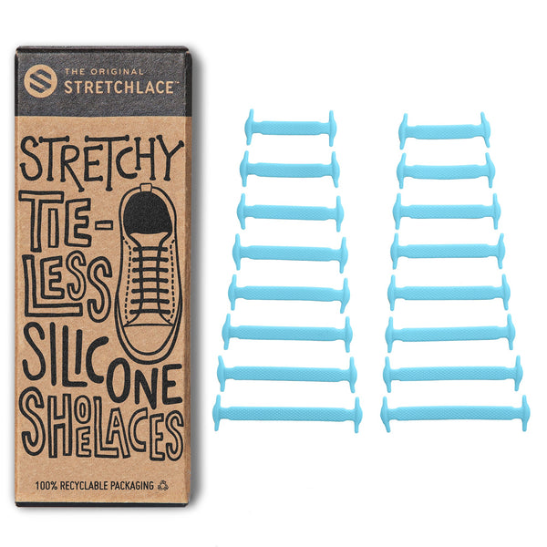 Light Blue Stretchy Tieless Silicone Elastic Shoelaces | 16 Straps The Original Stretchlace