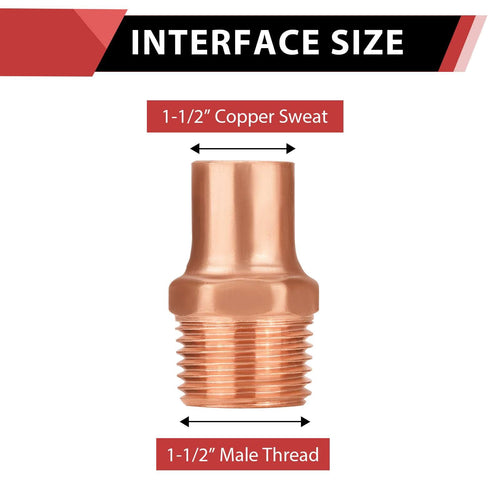 10 Pcs 1-1/2" C X MNPT Copper Male Adapter at Wholesale Price