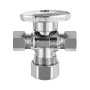 5/8" OD Compr. x 3/8" OD Compr. x 3/8" OD Compr. Dual Outlet Angle Stop Valve, 1/4 Turn (Lead Free) Plumbingsell