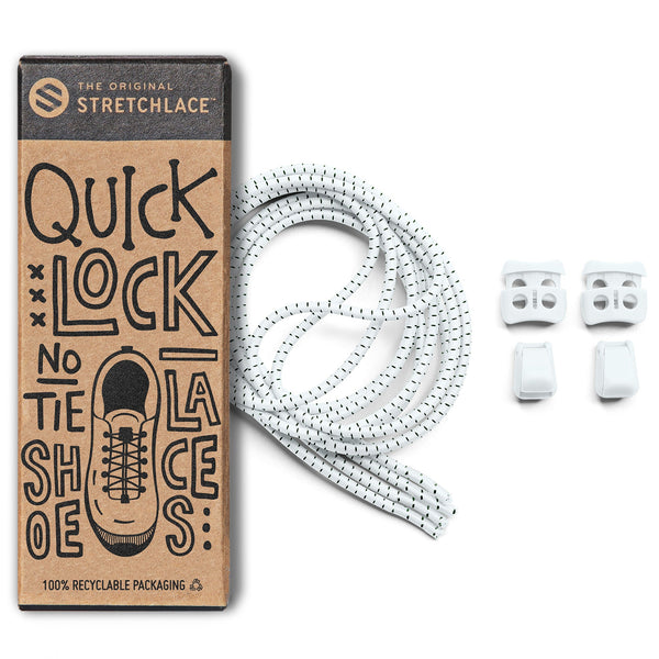 White Quick Lock No Tie Elastic Shoelaces The Original Stretchlace