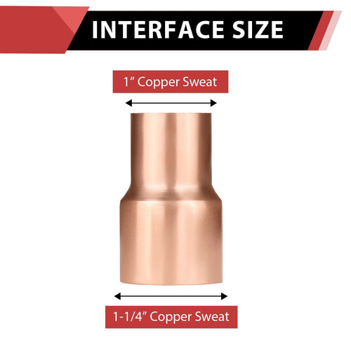 10 Pcs 1-1/4" x 1" Copper Coupling at Wholesale Price