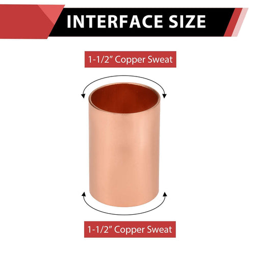 10 Pcs 1-1/2" Copper Coupling, No Stop at Wholesale Price