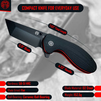 The Pioneer Folding Pocket Knife Giftset for Men and Women (Black and Orange)