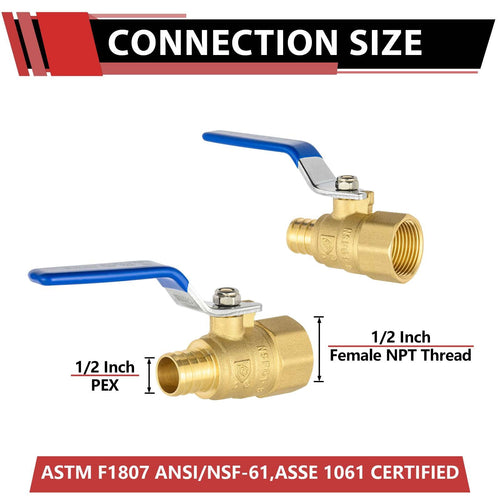 3/4" PEX Crimp X 3/4" FNPT Ball Valve, Blue (Lead Free) Plumbingsell