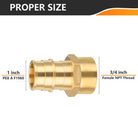 PEX A Expansion 1" PEX x 3/4" Female Threaded F1960 Adapter (Lead Free) Plumbingsell