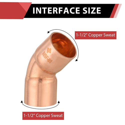 10 Pcs 1-1/2" 45º Copper Elbow at Wholesale Price