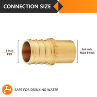 PEX-B Crimp 1" PEX x 3/4" Male Copper Sweat Adapter (Lead Free)