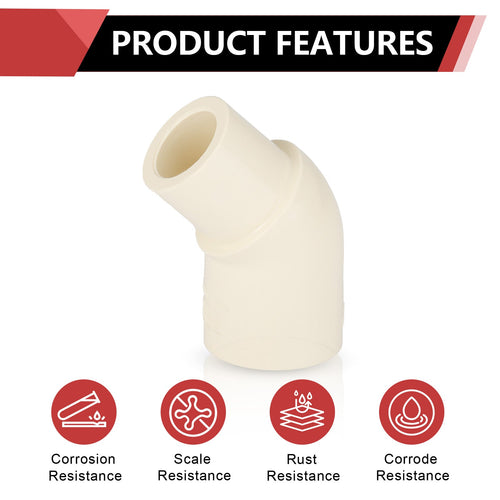 3/4" CPVC CTS 45° Street Elbow (Spigot x Socket)