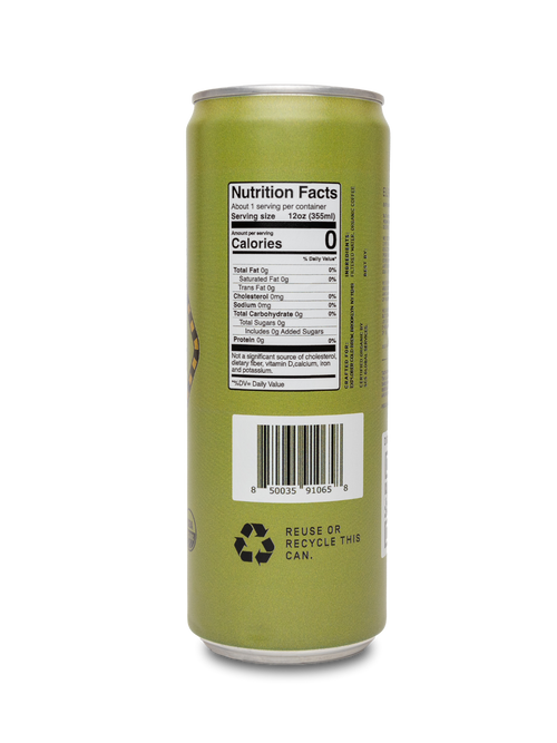 RTD Cold Brew Cans | Choose Your Caffeine Level | Unsweetened 12-Pack