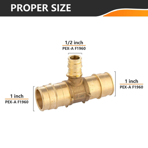 30 Pcs PEX A Expansion 1" x 1" x 1/2" PEX Expansion Reducing Tee Wholesale