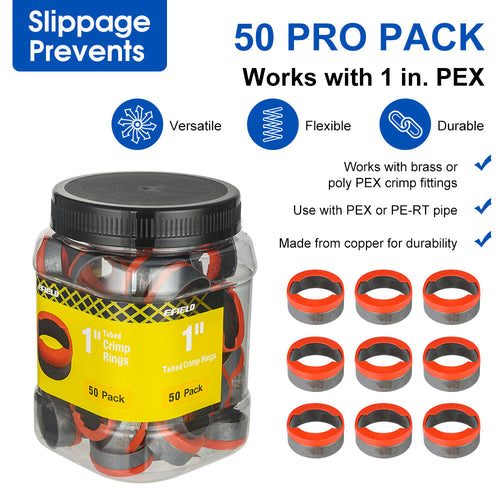 PEX Copper Rings 1" , w/End Stop, 50 Pro Pack Plumbingsell