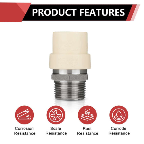 3/4" CPVC x Male Stainless Steel Adapter (Lead Free)