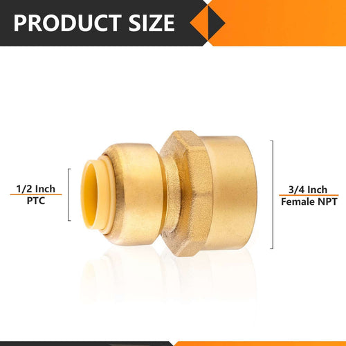 30 Pcs 1/2" x 3/4" F Push Fit Female Adapter