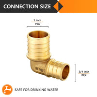 30 Pcs PEX-B Crimp Elbow 3/4" PEX x 1" PEX (Lead Free)