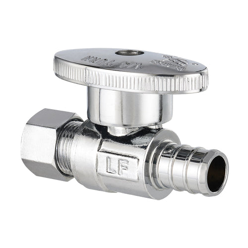 10 Pcs 1/2" PEX Crimp x 3/8" OD Compr. Straight Stop Valve, 1/4 Turn (Lead Free) Plumbingsell