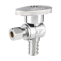 1/2" PEX Crimp x 1/4" OD Compr. Angle Stop Valve, 1/4 Turn (Lead Free)