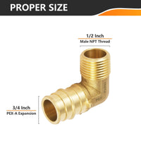 PEX A Expansion 3/4" PEX x 1/2" Male NPT Elbow (Lead Free) Plumbingsell
