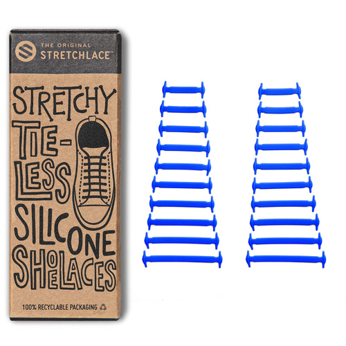 Blue Stretchy Tieless Silicone Elastic Shoelaces | 20 Straps The Original Stretchlace