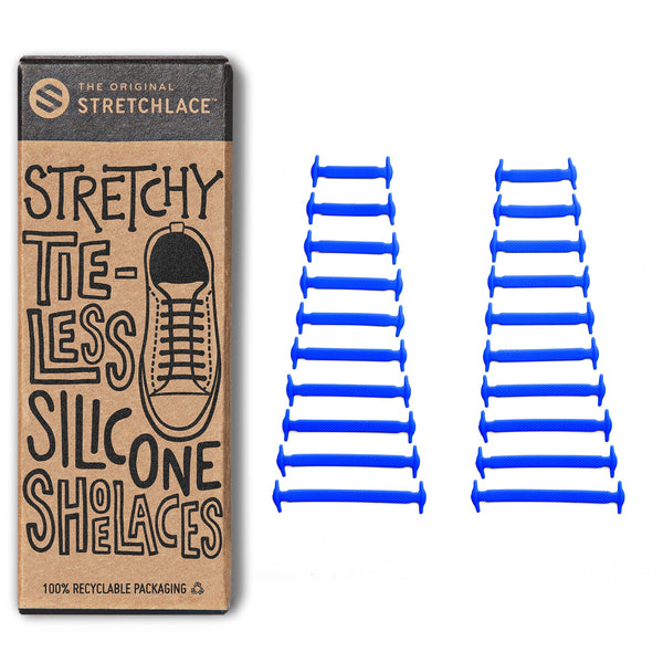 Blue Stretchy Tieless Silicone Elastic Shoelaces | 20 Straps The Original Stretchlace