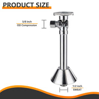 1/2" Sweat x 3/8" OD Compr. Angle Stop Valve, w/5" Angle Extension, 1/4-Turn (Lead Free)