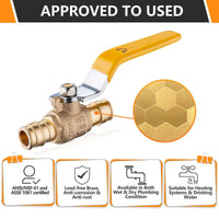 3/4" PEX Expansion Ball Valve, Yellow (Lead Free) Plumbingsell